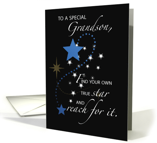 Grandson Graduation Star Congratulations Blue and Black card (1122100)