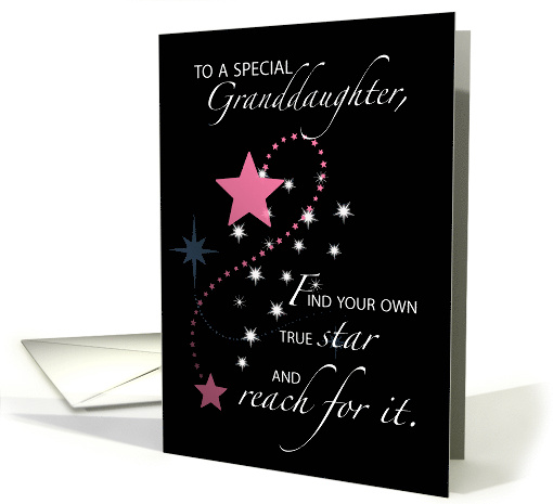 Granddaughter Graduation Star Congratulations Pink Black card