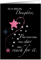 Daughter Graduation Star Congratulations Pink Black card