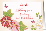 Custom Personalize Name Get Well Wishes Flowers Butterfly card