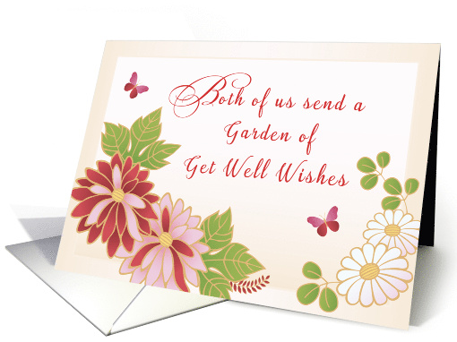 From Both of Us Get Well Wishes with Flowers and Butterfly card