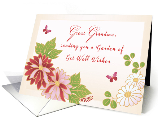 Flowers and Butterfly Great Grandmother Get Well Wishes card (1132584)