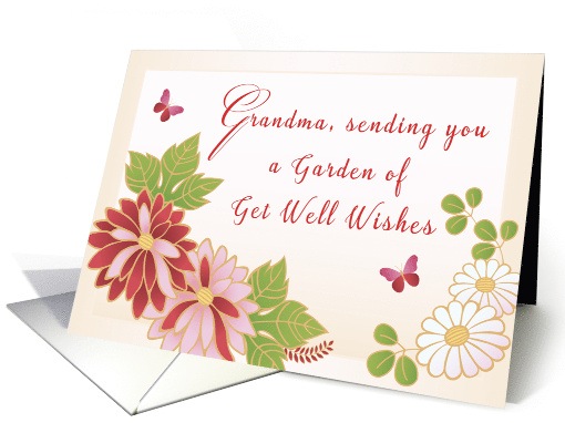 Flowers and Butterfly Grandma Get Well Wishes Feel Better card