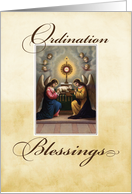 Ordination Congratulations and Blessings Angels at Altar card