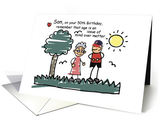 Son 50th Birthday Humorous Stick Figures card (1161636)