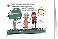 Son 50th Birthday Humorous Stick Figures card