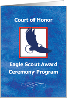 Program Cover Eagle Scout Ceremony Court of Honor Eagle Blue card