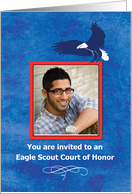 Invitation Photo Card Eagle Scout Court of Honor Eagle on Blue card