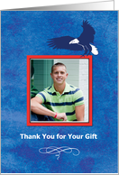 Photo Card Thank You for Gift Eagle Scout Eagle on Blue card