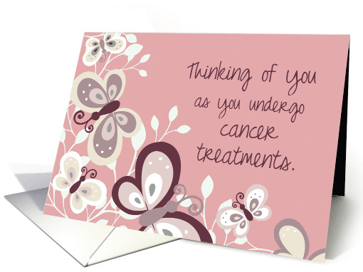 Cancer Support Thinking of You with Butterflies on Pink card (1170484)