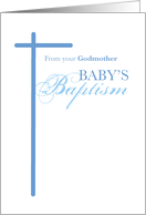 From Godmother on Baptism of Boy Blue Cross card