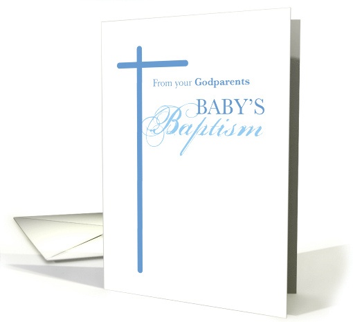 From Godparents on Baptism Baby Boy Blue Cross card (1170500)