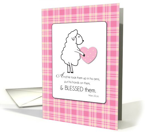 New Baby Girl Congratulations Religious Lamb with Heart card (1180212)