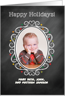 Photo Customized Christmas Chalkboard Look Oval card