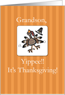 Grandson Thanksgiving Turkey Religious Blessing card