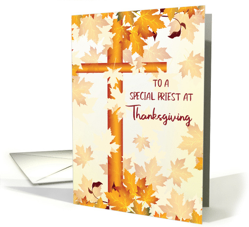 Priest Thanksgiving Leaves and Cross card (1186050)