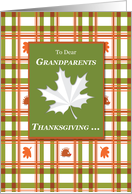 Grandparents Thanksgiving Fall Leaves on Plaid card