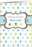 Custom Name Welcome Baby Grandson Congratulations with Animals card