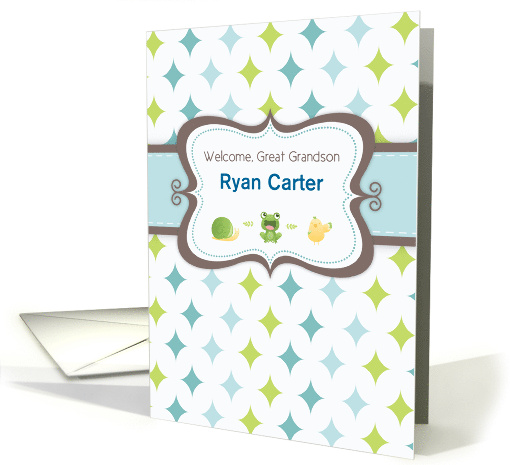 Welcome Baby Great Grandson Custom Personalized Name card (1203226)