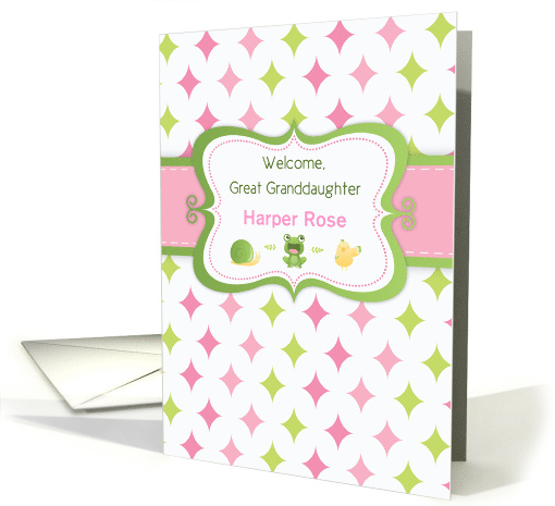 Great Granddaughter Custom Name New Baby Welcome with Animals card
