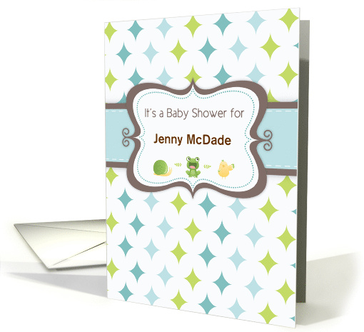 Personalized Name Baby Boy Shower Invitation with Blue and Green card