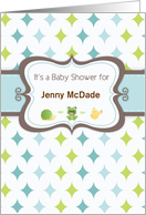 Personalized Name Baby Boy Shower Invitation with Blue and Green card