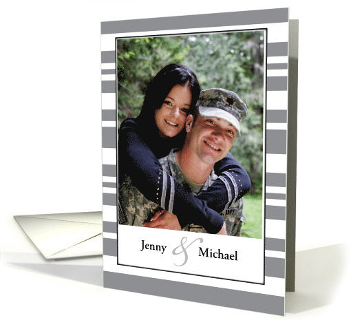 Congratulations Photo Engagement Gray Stripes card (1205562)