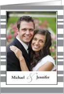 Announcement Engagement Customize Photo Gray Stripes card