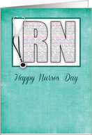 RN Nurses Day in Words with Stethescope card