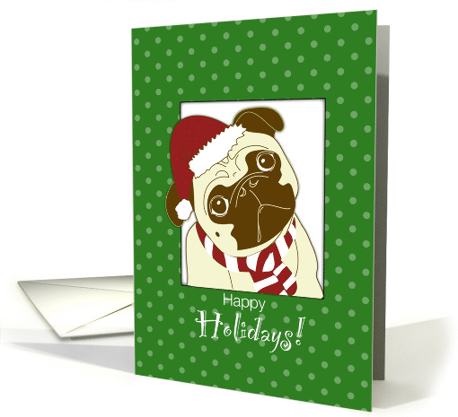 Pug Dog with Santa Hat Christmas Animals card (1214324)
