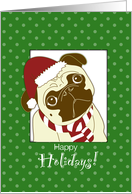 Pug Dog with Santa Hat Christmas Animals card