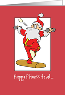 Happy Fitness Exercise Christmas with Santa card