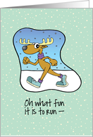 Running Exercise Reindeer Christmas card