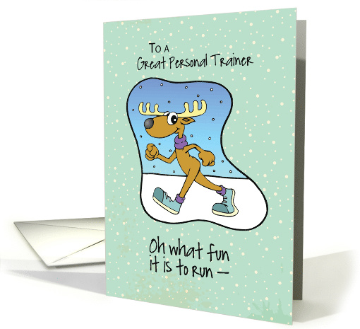 To Personal Trainer Running Exercise Reindeer Christmas card (1214620)