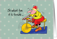 Spinning Bike Exercising Humorous Christmas Card