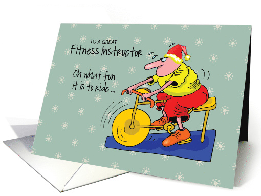 To Fitness Instructor Spinning Bike Exercising Humorous Christmas card