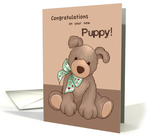 New Puppy Congratulations Dog with Green Ribbon card (1214632)