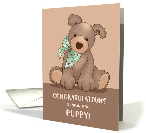 New Puppy Congratulations Dog Blessings with Green Ribbon card