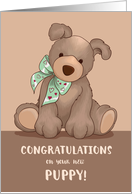 New Puppy Congratulations Dog Blessings with Green Ribbon card