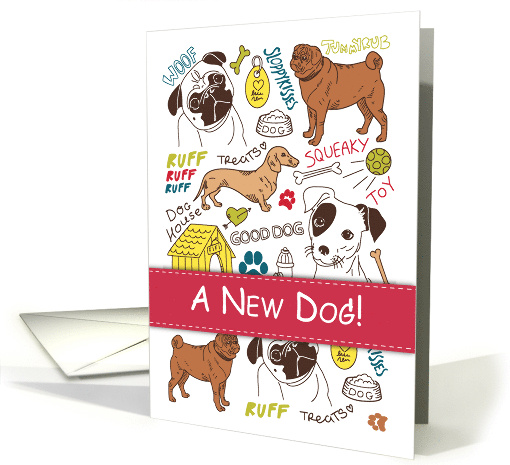 Congratulations on New Dog Cute Drawings of Mixed Breeds card