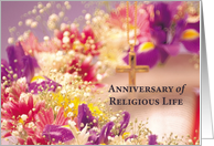 Nun Anniversary Religious Life with Flowers and Cross card