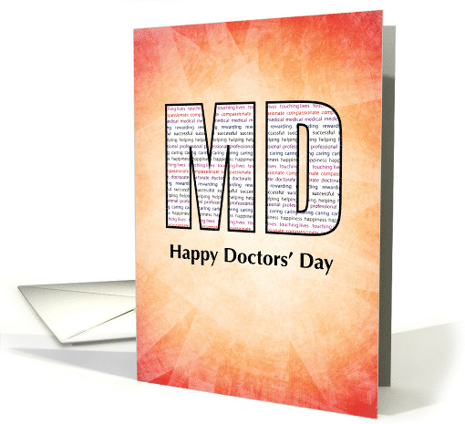 MD Happy Doctors Day with Red and Yellow Background card (1243220)
