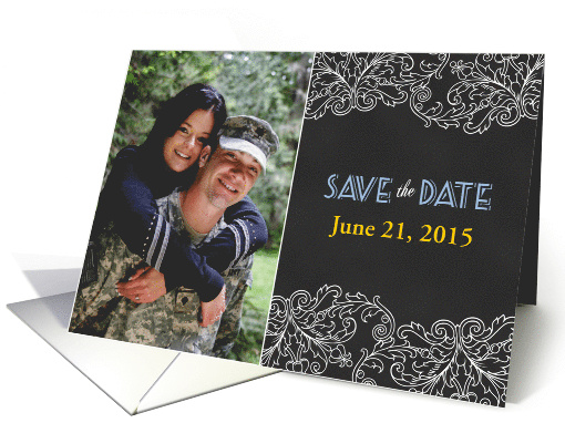 Custom Photo Save the Date Wedding Black and White card (1248680)