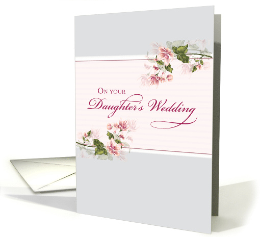 Parents of the Bride Wedding Congratulations Pink Flowers on Gray card