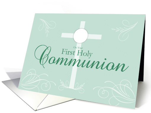 First Holy Communion Script in Soft Green card (1250180)