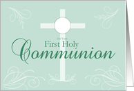 First Holy Communion Script in Soft Green card