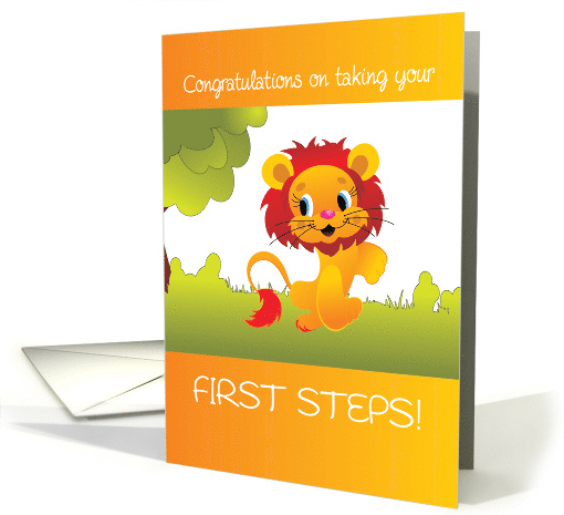 Babys First Steps Congratulations on Walking Cute Lion card (1250306)