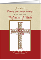 Custom Name RCIA Blessings on Profession of Faith Cross on Red card