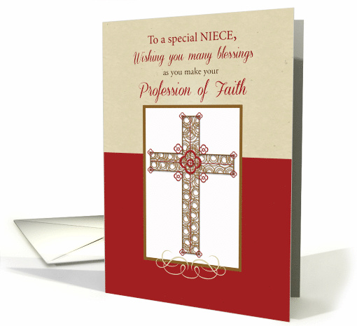 Niece RCIA Blessings on Profession of Faith Cross on Red card