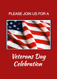 Veterans Day Event Invitation Flag on Red White Blue